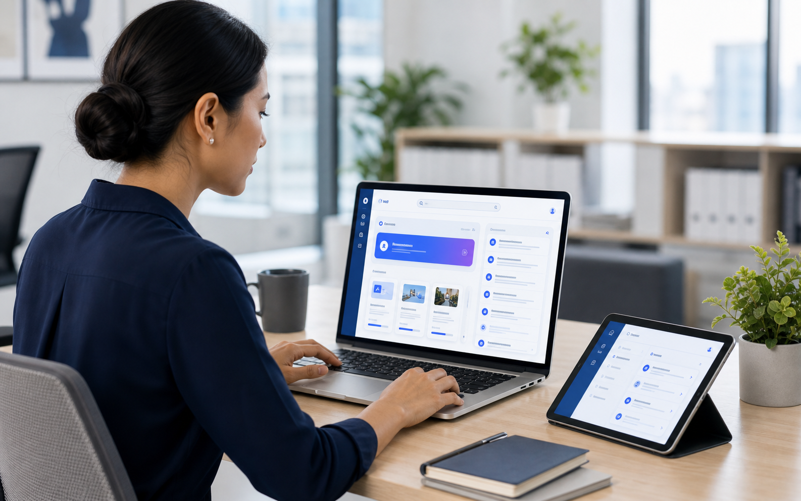 User application for an AI knowledge base on a laptop and tablet